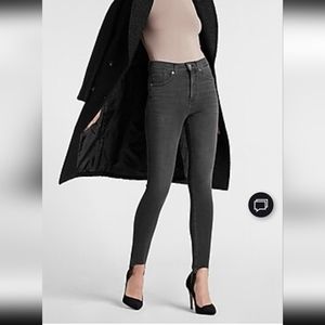 NWOT Express High waisted washed black skinny stirrup jeans sz 14R